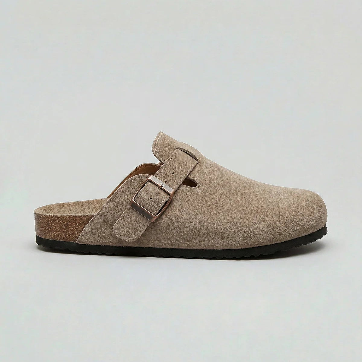 Men’s Suede Clogs – Adjustable Buckle Comfort Slip-On