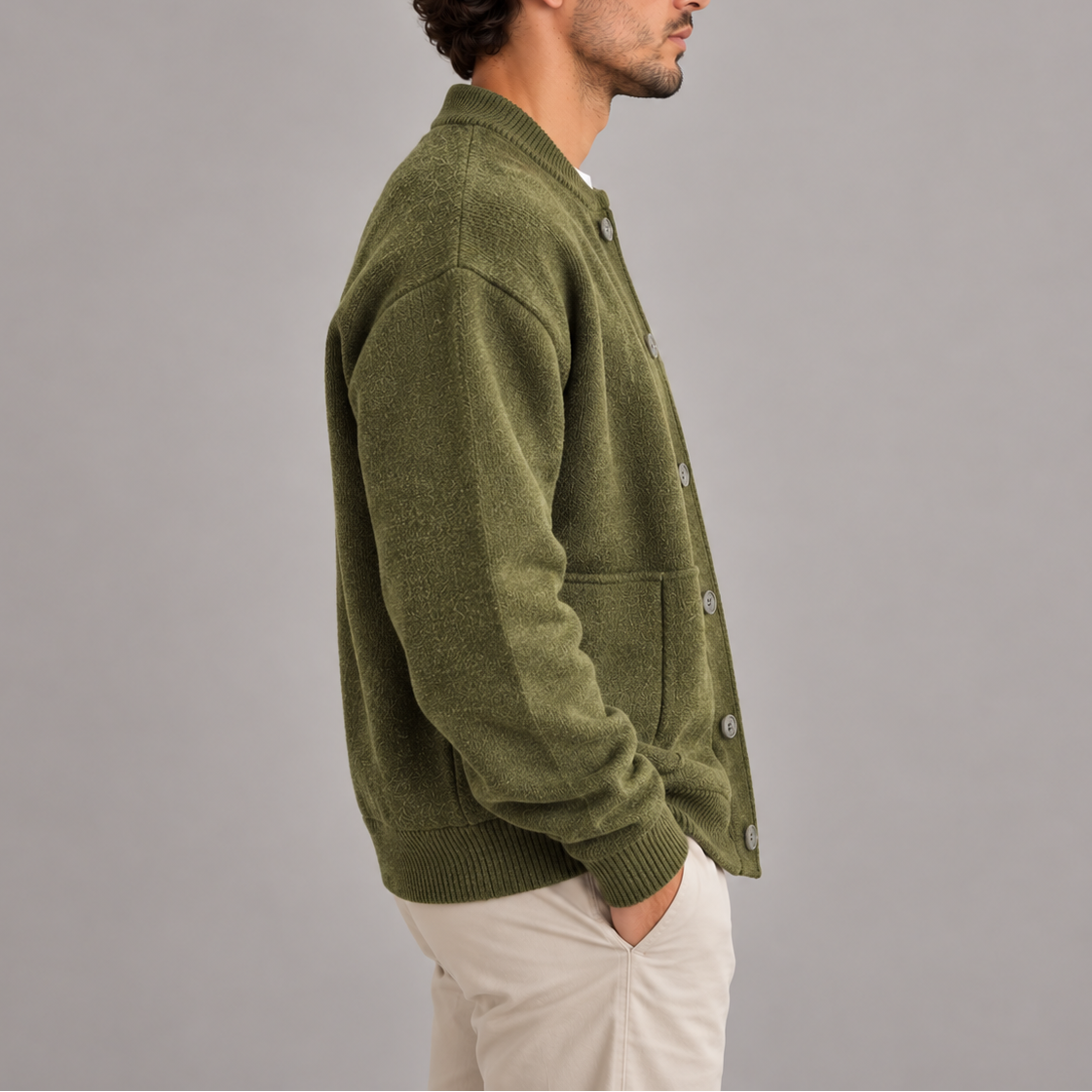 Men’s Textured Button-Up Cardigan | Casual Knitted Jacket