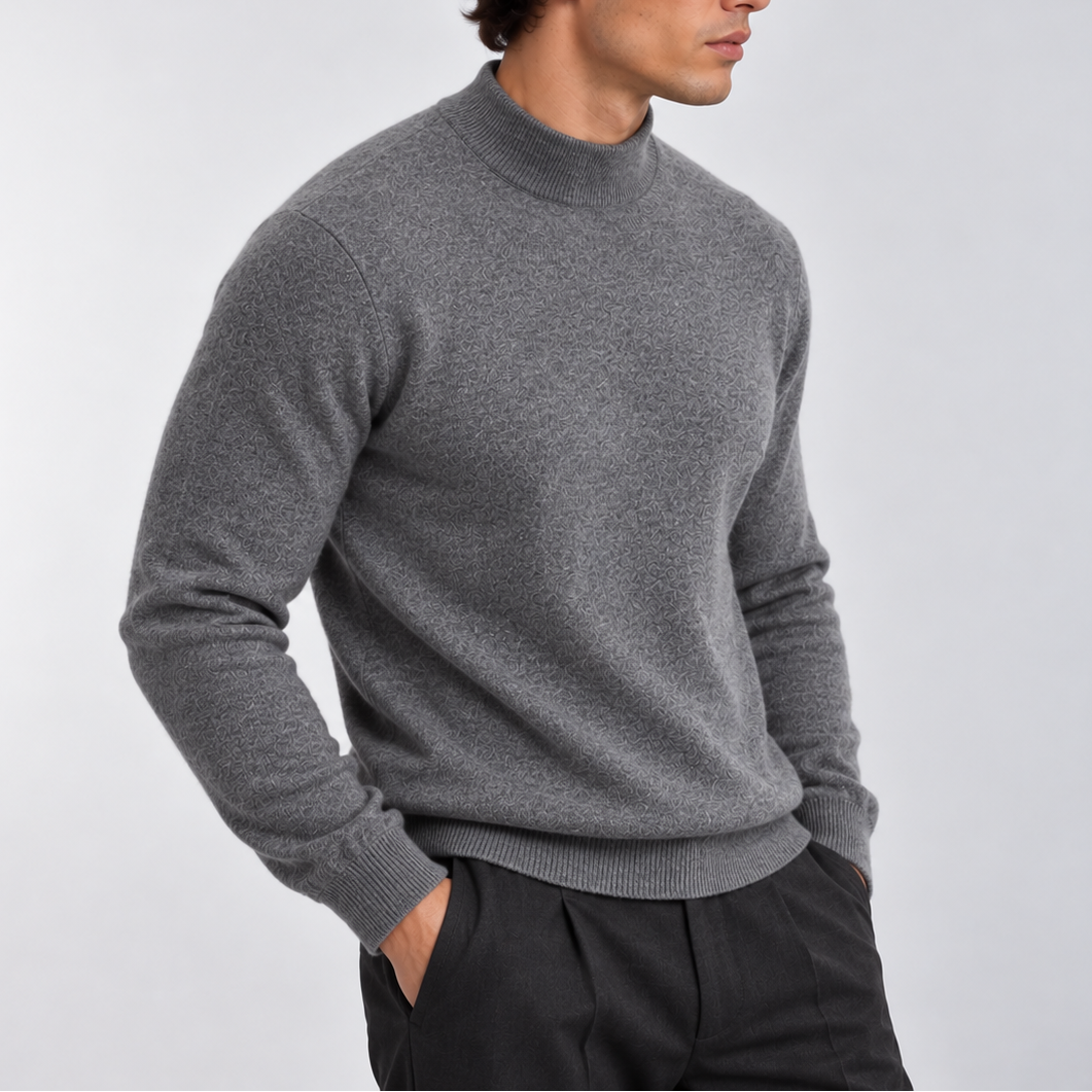 Men’s Mock Neck Knit Sweater – Classic Long Sleeve Jumper