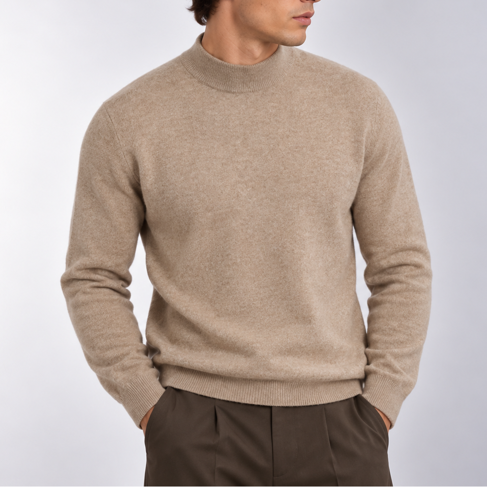 Men’s Mock Neck Knit Sweater – Classic Long Sleeve Jumper