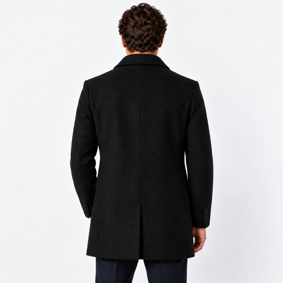 Men’s Classic Wool Blend Overcoat with Button Closure